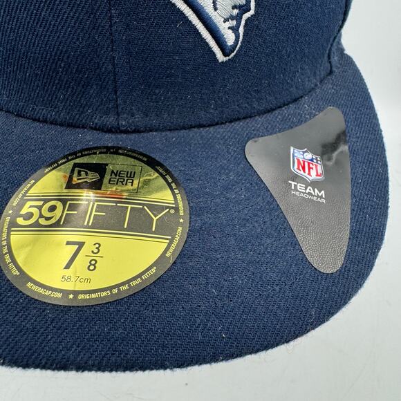 New Era NFL New England Patriots 59FIFTY Fitted Hat 7 3/8 Navy Blue Cap - Picture 2 of 10